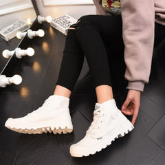 European Style Women's High-Top Canvas Platform Boots