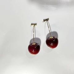Cherry Colorful Transparent Long Pearl Earrings