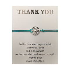 Tree of Life Adjustable Friendship Bracelet with Card