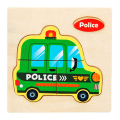 3D Wooden Cartoon Animal Traffic Puzzle for Kids