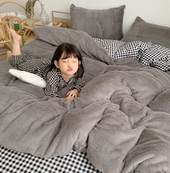 Korean Princess Style Bunny Plush Bedding Set (4 Pieces)