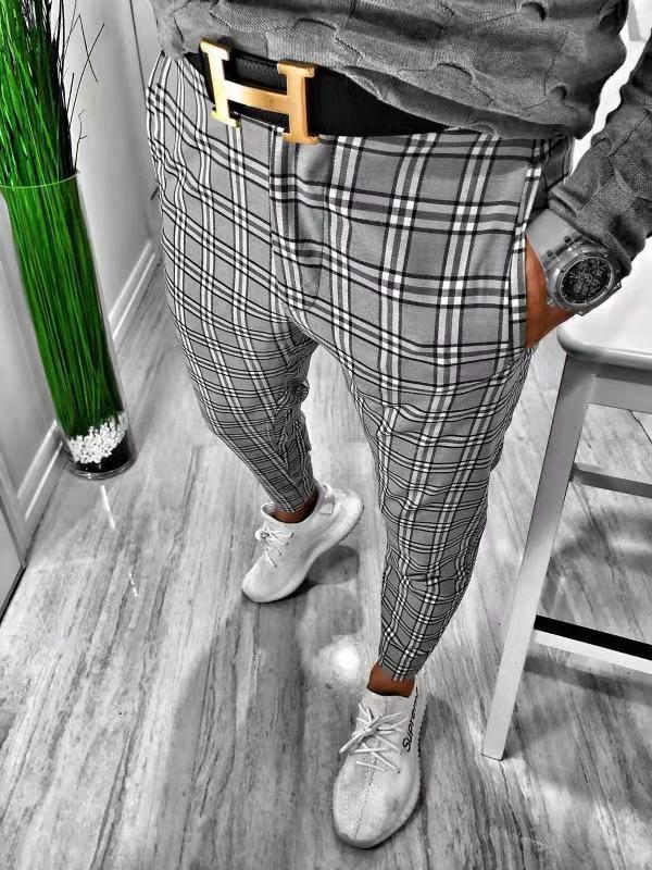 Fashionable Plaid Casual Trousers for Men (Plus Size)
