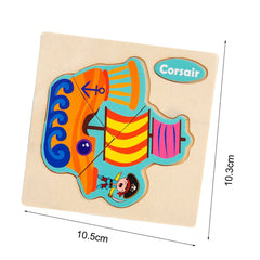 3D Wooden Cartoon Animal Traffic Puzzle for Kids