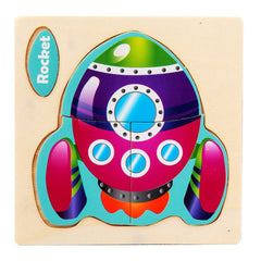 3D Wooden Cartoon Animal Traffic Puzzle for Kids