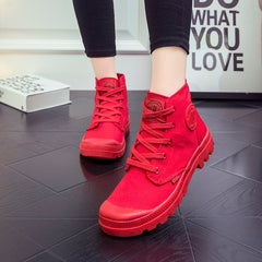 European Style Women's High-Top Canvas Platform Boots