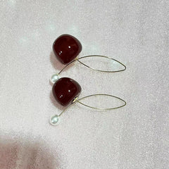 Cherry Colorful Transparent Long Pearl Earrings