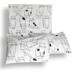 Pure Cotton Bed Linen Set for Cat Lovers - 3 and 4 Piece Options