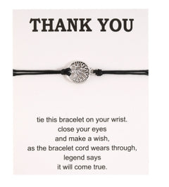 Tree of Life Adjustable Friendship Bracelet with Card
