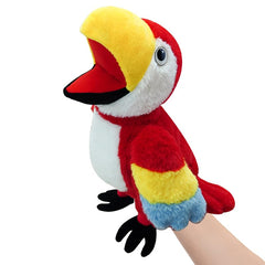 Okegztoa Puppets Parrot Hand Puppet13.8" Animal Puppets Hand Puppets Bird Stuffed Animal Hand Puppets for Kids with Movable MouthPuppet Plush Multi-Color Toys Bird Puppet Role Play Teaching(Red)