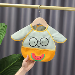 Waterproof Cartoon Baby Bib Pocket Art Smock for Infants