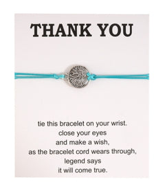 Tree of Life Adjustable Friendship Bracelet with Card