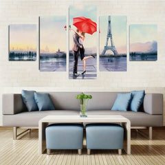 5pcs Set City Love Tower Canvas Print Wall Art Decor