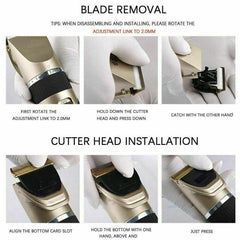 Professional Hair Clippers Trimmer Mens Barber Hair Cutting Kit Machine Cordless