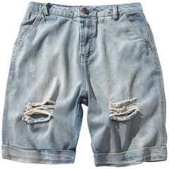 Men's Loose Denim Five-Point Hip-Hop Shorts