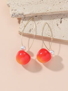 Cherry Colorful Transparent Long Pearl Earrings
