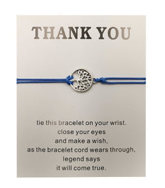 Tree of Life Adjustable Friendship Bracelet with Card