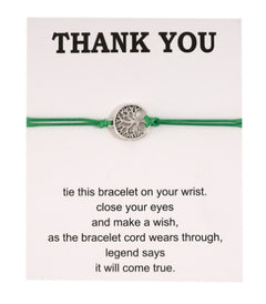 Tree of Life Adjustable Friendship Bracelet with Card