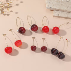 Cherry Colorful Transparent Long Pearl Earrings