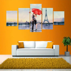 5pcs Set City Love Tower Canvas Print Wall Art Decor