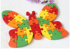 Wooden Cartoon Animal Puzzle for Kids with Letters & Numbers