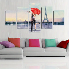 5pcs Set City Love Tower Canvas Print Wall Art Decor