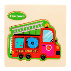 3D Wooden Cartoon Animal Traffic Puzzle for Kids