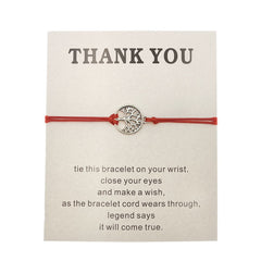 Tree of Life Adjustable Friendship Bracelet with Card
