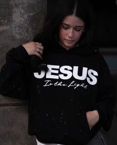 Pullover Round Neck Jesus is the Light Hooded Sweatshirt