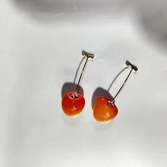 Cherry Colorful Transparent Long Pearl Earrings