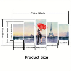 5pcs Set City Love Tower Canvas Print Wall Art Decor