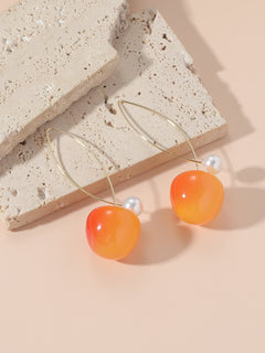 Cherry Colorful Transparent Long Pearl Earrings