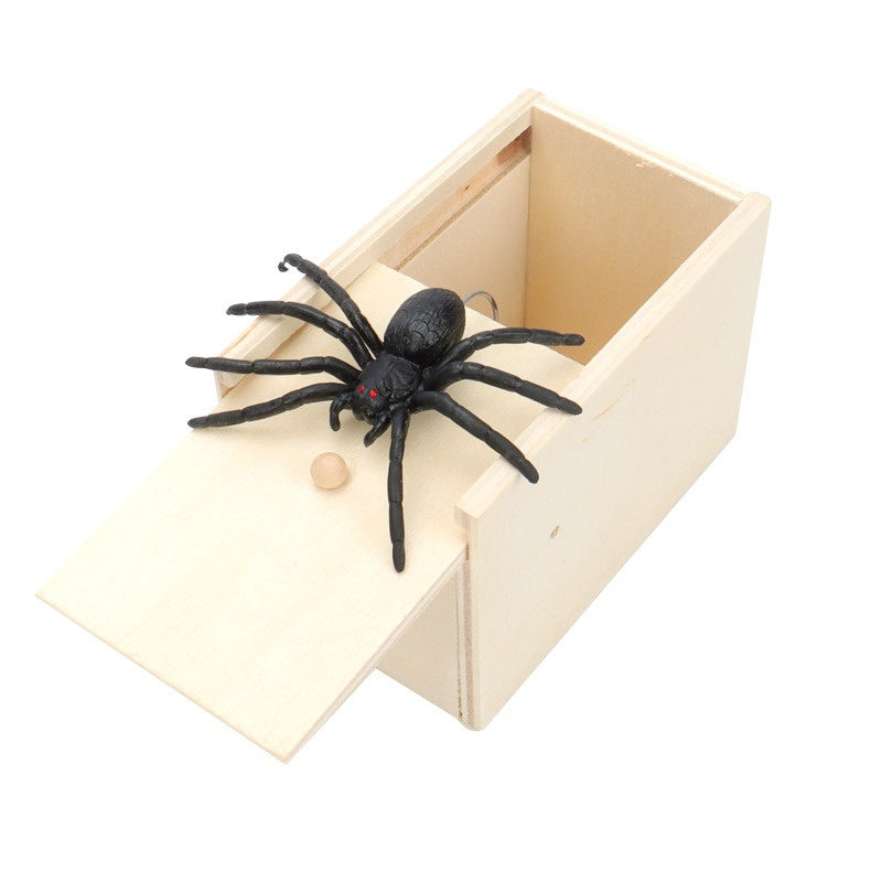 Wooden Prank Scare Toy Box with Spider