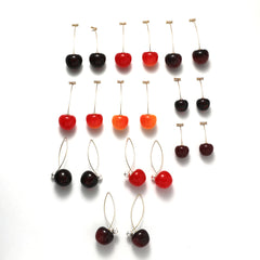 Cherry Colorful Transparent Long Pearl Earrings