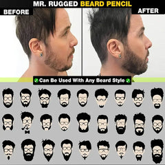 Beard Pencil Filler with Micro-Fork Tip & Brush (Black)