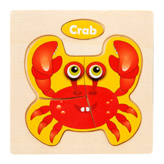 3D Wooden Cartoon Animal Traffic Puzzle for Kids