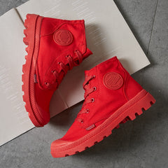 European Style Women's High-Top Canvas Platform Boots