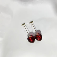 Cherry Colorful Transparent Long Pearl Earrings