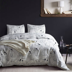 Pure Cotton Bed Linen Set for Cat Lovers - 3 and 4 Piece Options
