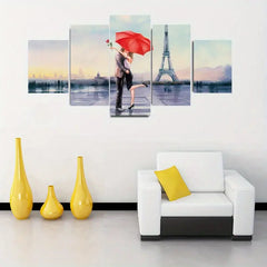 5pcs Set City Love Tower Canvas Print Wall Art Decor