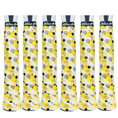 ALIEN PROS Tennis Racket Grip Tape (6 Grips) – Tac Moisture Feel Tennis Grip – Tennis Overgrip Grip Tape Tennis Racket – Wrap Your Racquet for High Performance (6 Grips Yellow Circles)