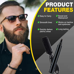 Beard Pencil Filler with Micro-Fork Tip & Brush (Black)