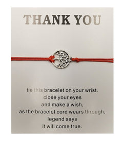 Tree of Life Adjustable Friendship Bracelet with Card