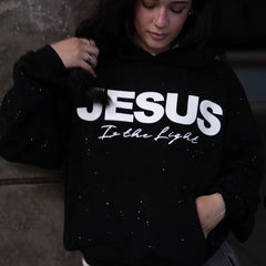 Pullover Round Neck Jesus is the Light Hooded Sweatshirt