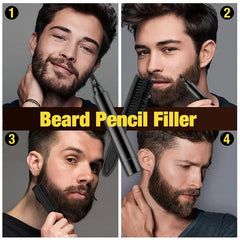 Beard Pencil Filler with Micro-Fork Tip & Brush (Black)